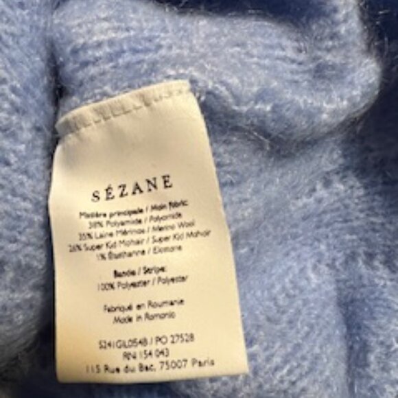 NWT Sezane Blue Gilet Amance Cardigan Sweater Size Medium - Picture 8 of 10